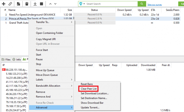 private internet access utorrent connecting to peers