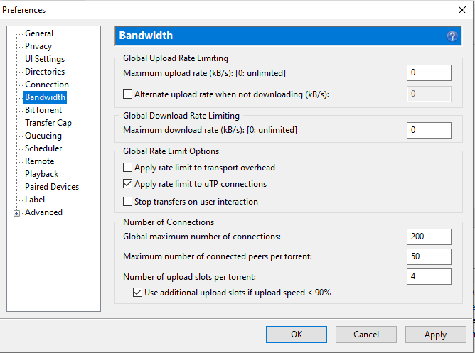 utorrent-bandwidth-settings